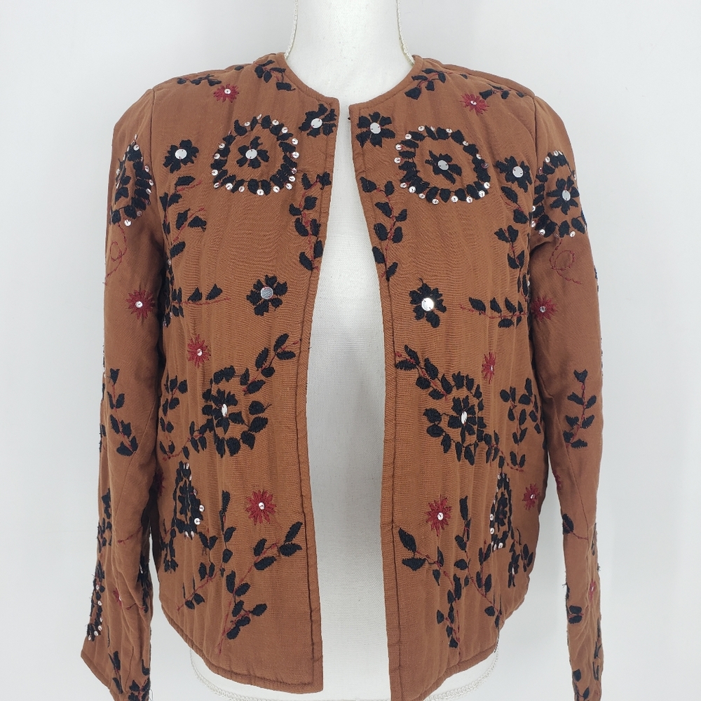 Mango Brown Embroidered Jacket - image 8